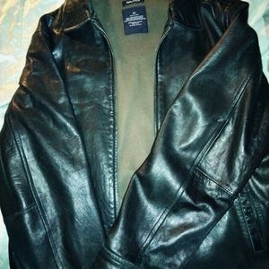 Nautica 100%leather jacket body lining 100%polyest
